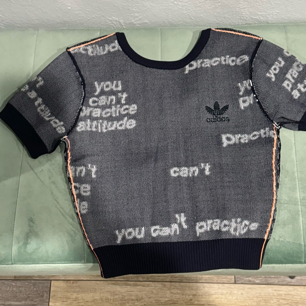Adidas You Can’t Practice Attitude Navy & White Short-Sleeve Knit Tee